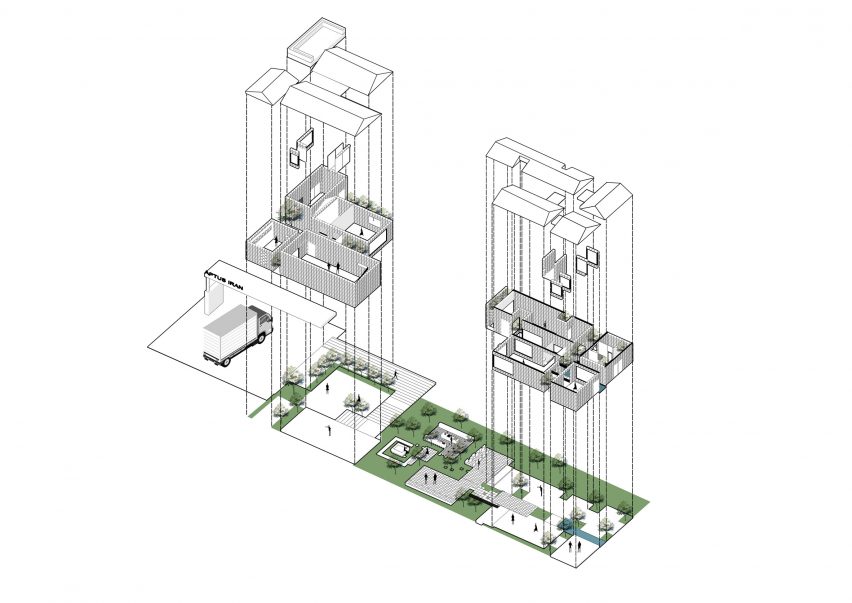 Plan of Aptus Factory Showroom by Hooba Design Group
