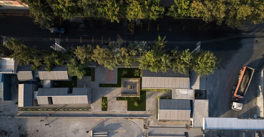 Aerial view of the Aptus Factory Showroom by Hooba Design Group