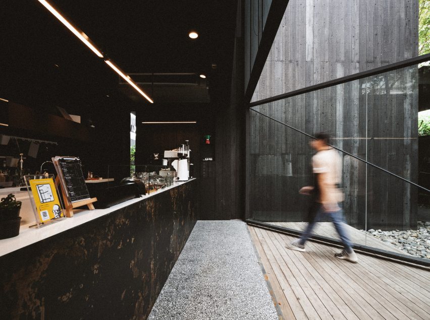 The cafe inside of IDIN Architects Office in Bangkok, Thailand