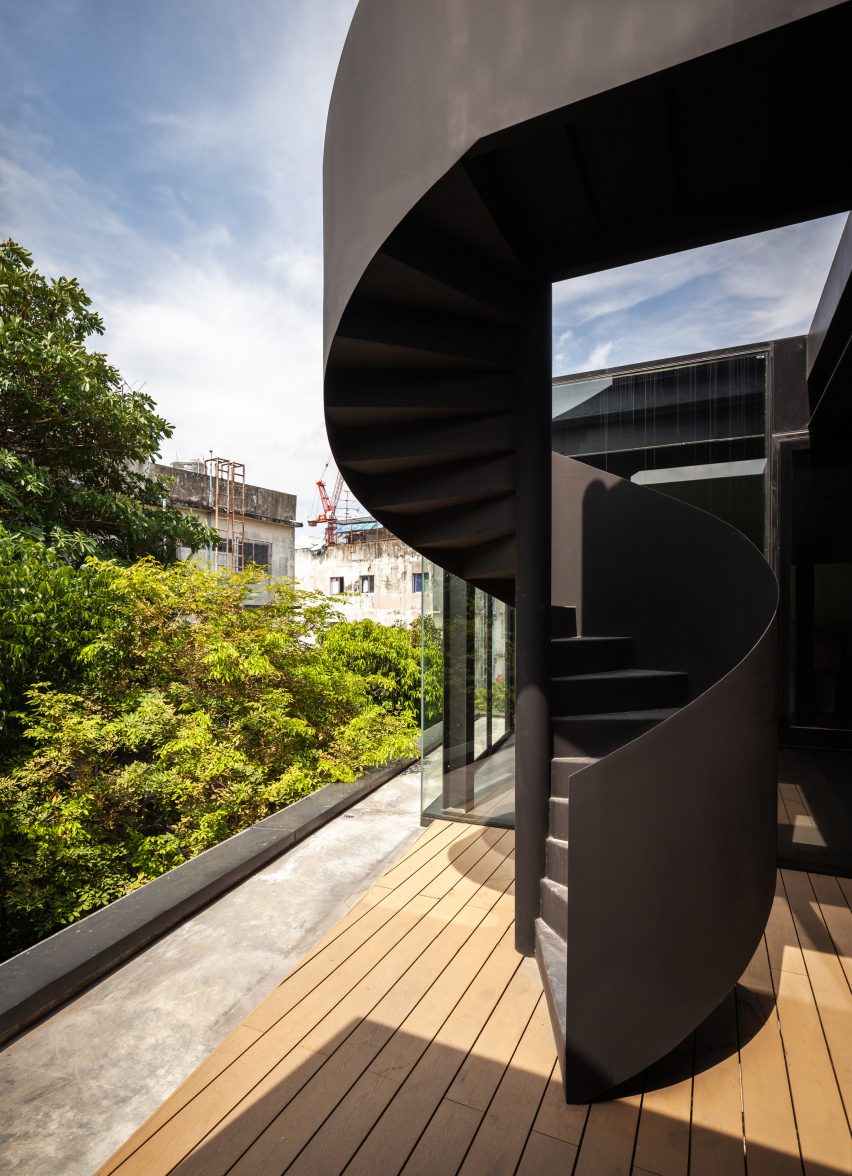 A staircase outside IDIN Architects Office in Bangkok, Thailand