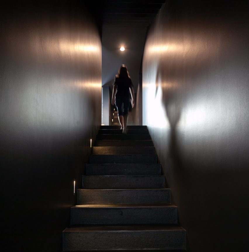 A staircase inside of IDIN Architects Office in Bangkok, Thailand