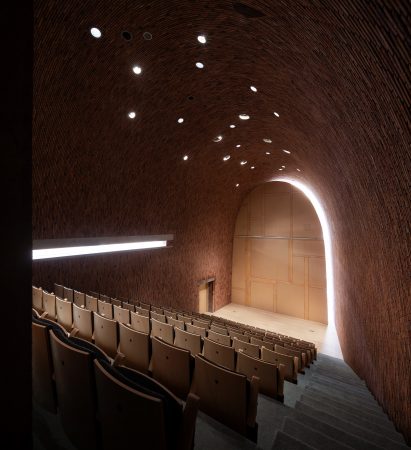 An auditorium inside Jingdezhen Imperial Kiln Museum by Studio Zhu-Pei