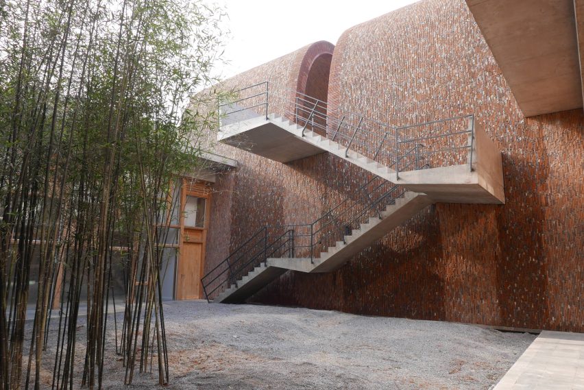 Staircase to galleries of Jingdezhen Imperial Kiln Museum by Studio Zhu-Pei