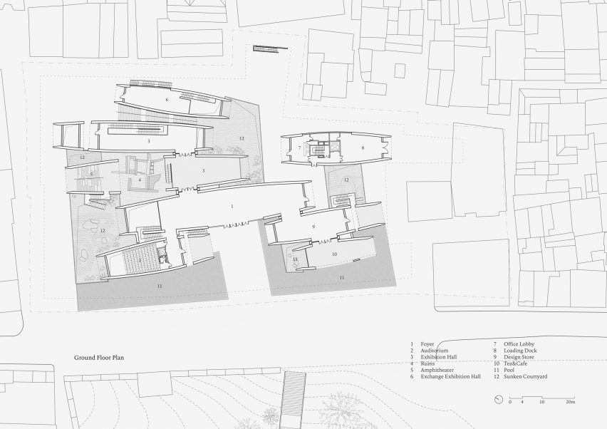Ground floor plan of Jingdezhen Imperial Kiln Museum by Studio Zhu-Pei