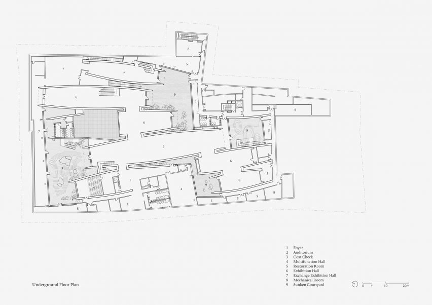Basement floor plan of Jingdezhen Imperial Kiln Museum by Studio Zhu-Pei