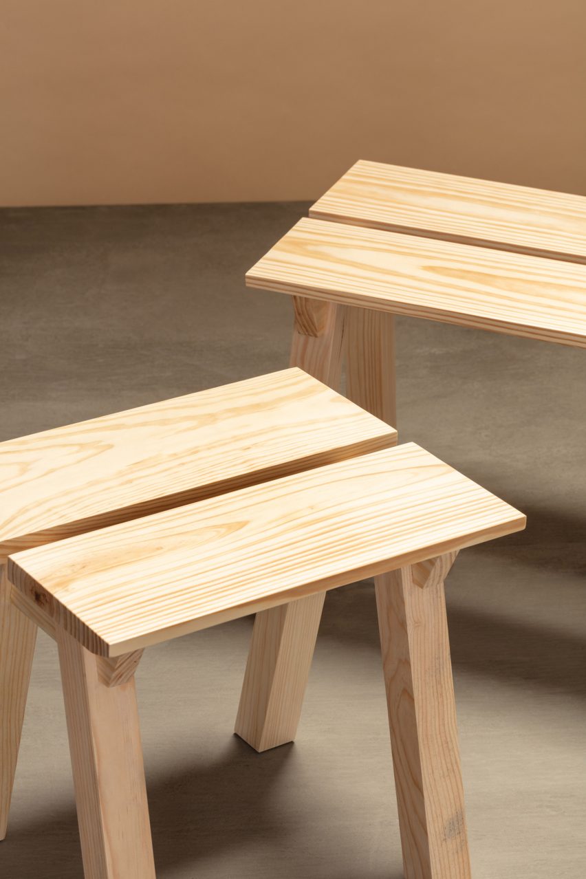 Stool and bench from Jorge Diego Etienne's Tempo collection for Techo
