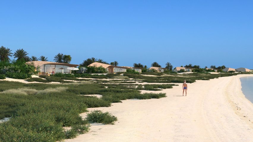 View of Kengo Kuma's buildings for The Red Sea Project