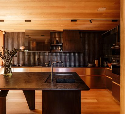 Japanese ceramic tile splashback