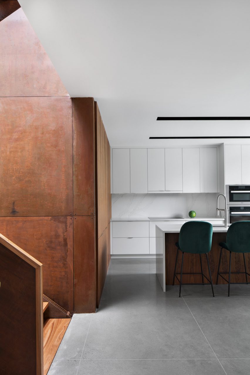Kitchen inside of King Edward Residence by Atelier Schwimmer in Montreal, Canada