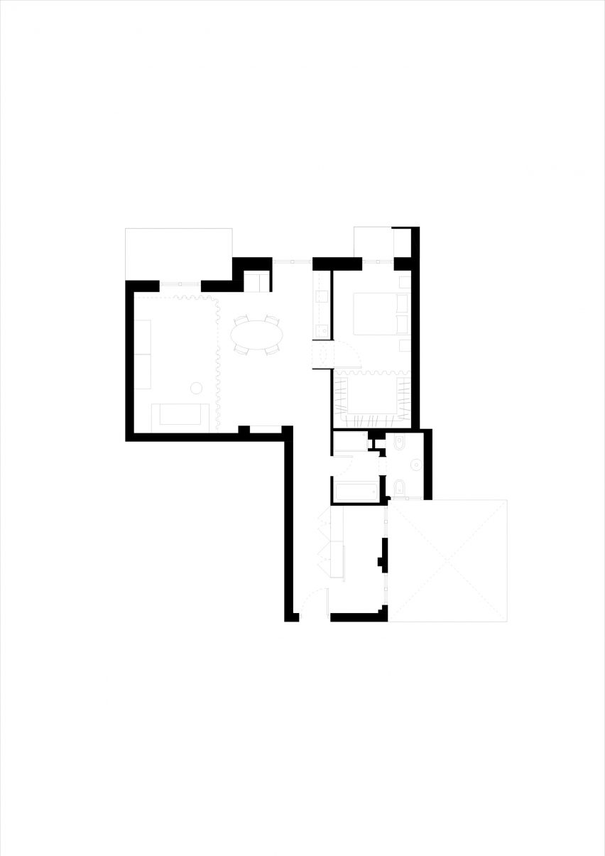 Plans for Retroscena apartment renovation by La Macchina Studio in Rome, Italy