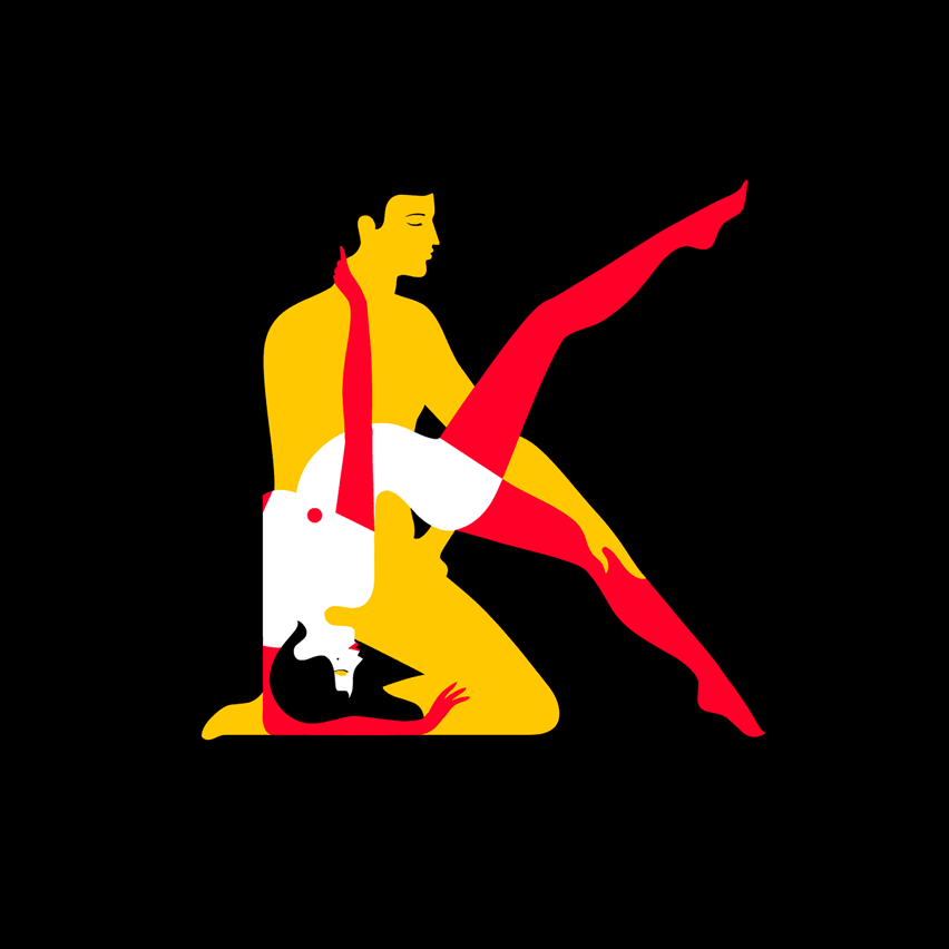 Letter K from Malika Favre's Kama Sutra typeface