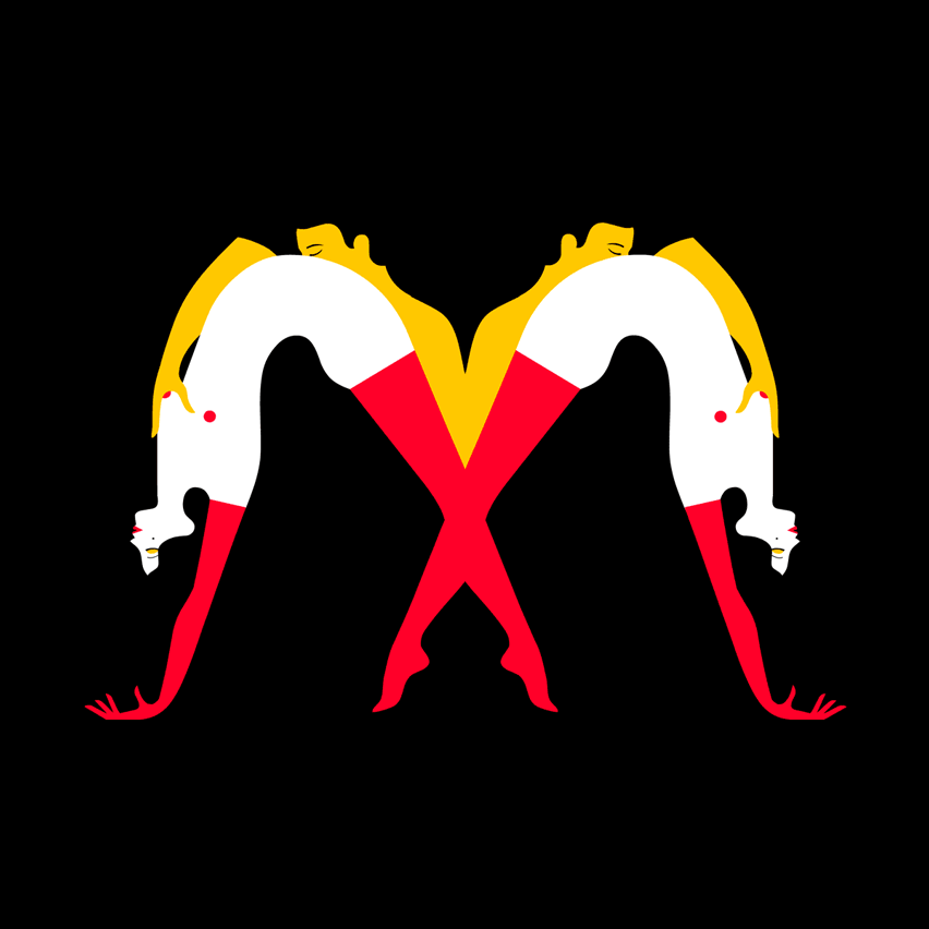 Letter M from Malika Favre's Kama Sutra typeface