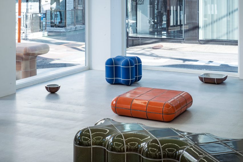 Max Lamb's tiles at exhibition in Tokyo