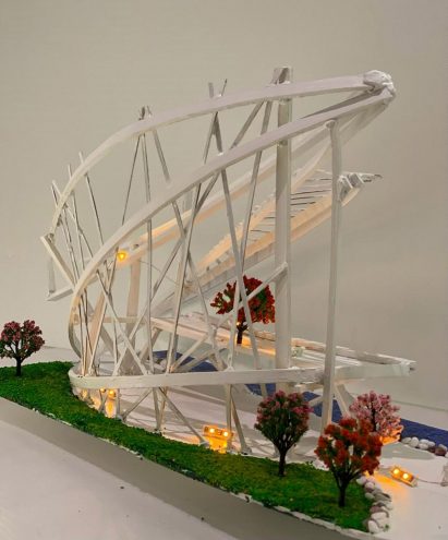 A model of Antonia Villet's floating restaurant on show as part of the Architectural Design Award at My ArchiSchool's My ArchiDesign Day
