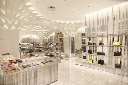 Leaf-shaped panels decorate Nihombashi Mitsukoshi by Lighting Planners Associates
