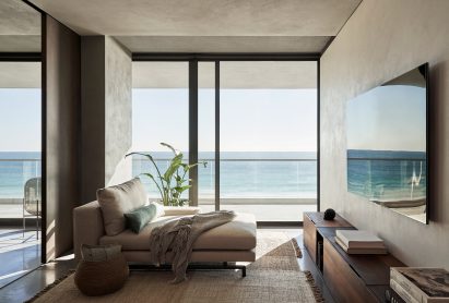 Media room of Ocean Drive apartment by MW Works in Miami, Florida