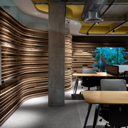 Cardboard walls in Indian office