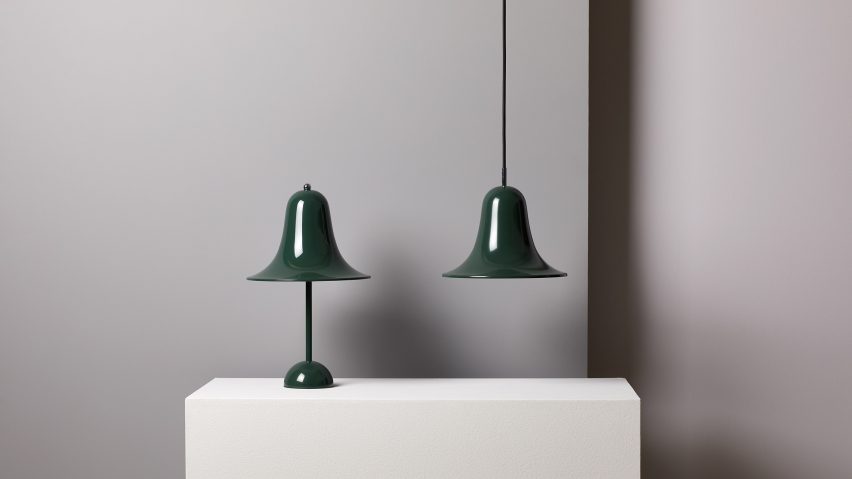 Green Pantop pendant light and table lamp by Verner Panton for Verpan