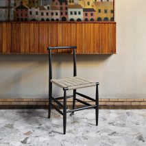 Pelleossa chair with rushed seat designed by Francesco Faccin for Miniforms