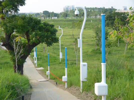 Lamposts scare off mosquitos in Phase Shifts Park