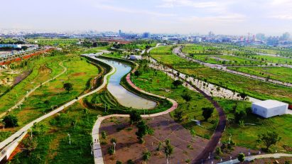 Planting in Phase Shifts Park designed by landscape architects Mosbach Paysagistes in Taichung, Taiwan