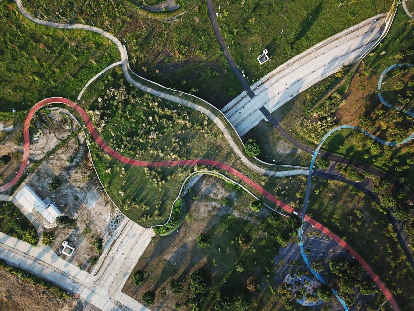 Phase Shifts Park designed by landscape architects Mosbach Paysagistes in Taichung, Taiwan