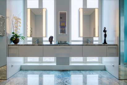 Bathroom of Residence for Two Collectors by Wheeler Kearns Architects
