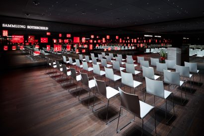 Events can be held at The Rothschild Collection displayed by Pfarré Lighting Design at the Goldkammer Museum in Frankfurt