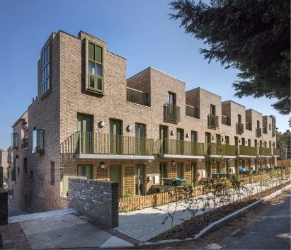 Front gardens in Peter Barber Architects housing