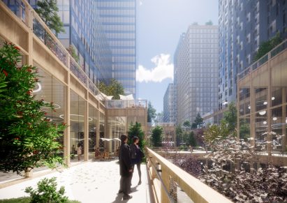 An aerial visual of Henning Larsen's Seoul Valley proposal for South Korea