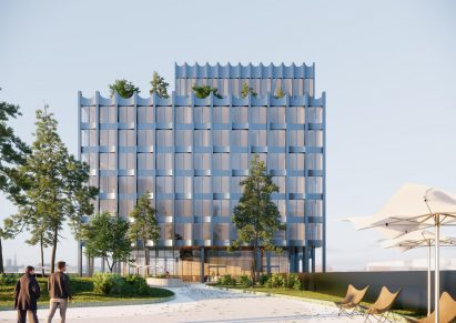 A terrace of a tower in Henning Larsen's Seoul Valley proposal for South Korea