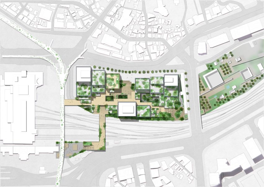 Site plan for the Seoul Valley proposal in South Korea by Henning Larsen