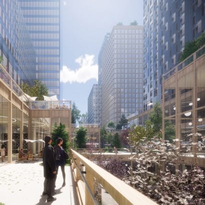 A terrace in Henning Larsen's Seoul Valley proposal for South Korea