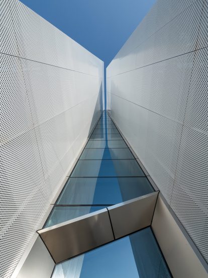 Entrance to Shuifa Geographic Information Industrial Park Exhibition Center by AOE in China