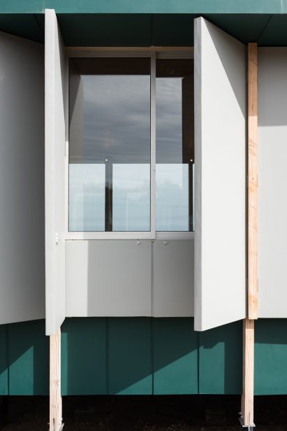 Window shutters outside of SP House by (E)StudioRO in Chile