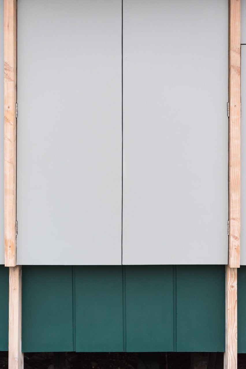 Window shutters outside of SP House by (E)StudioRO in Chile