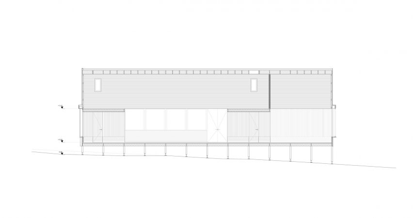 A long section of SP House by (E)StudioRO in Chile