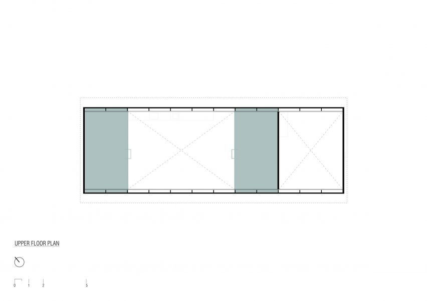 The mezzanine floor plan of SP House by (E)StudioRO in Chile