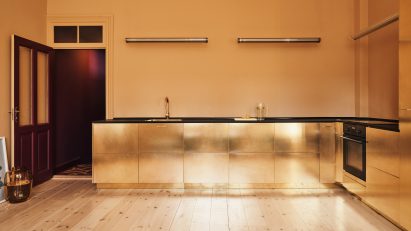 Gold IKEA hack kitchen