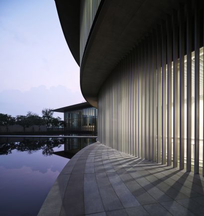 A pond adjacent to the He Art Museum by Tadao Ando