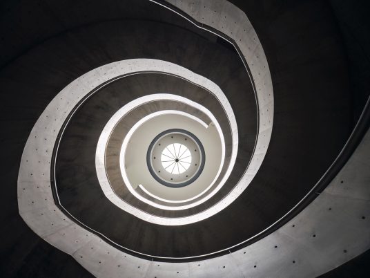 The courtyard and staircases inside He Art Museum by Tadao Ando