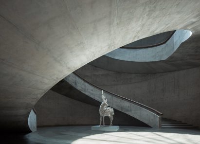 The central courtyard inside Tadao Ando's He Art Museum in China
