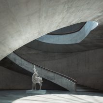 The central courtyard of Tadao Ando's cylindrical He Art Museum in China