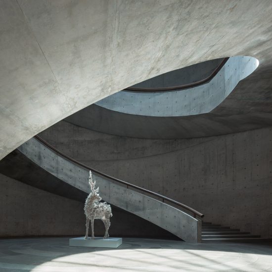 The central courtyard of Tadao Ando's cylindrical He Art Museum in China