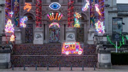 Staircase of the Remembering A Brave New World installation by Chila Kumari Sigh Burman for Tate Britain