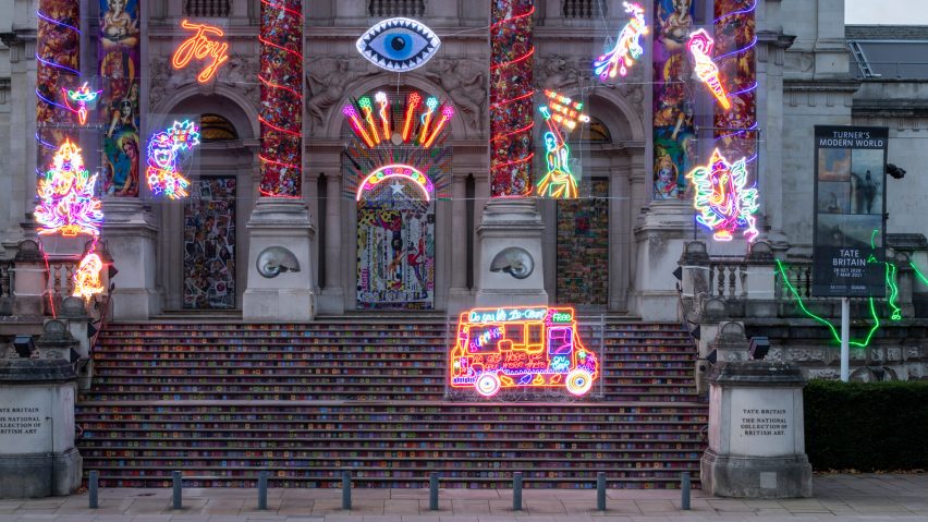 Staircase of the Remembering A Brave New World installation by Chila Kumari Sigh Burman for Tate Britain