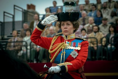 Olivia Coleman as the Queen during the Trooping of the Colour in The Crown season 4