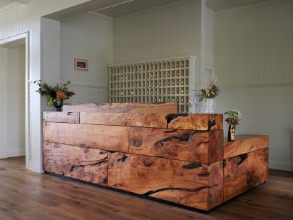 Lobby in The Lake House on Canandaigua hotel by Studio Tack and the Brooklyn Home Company