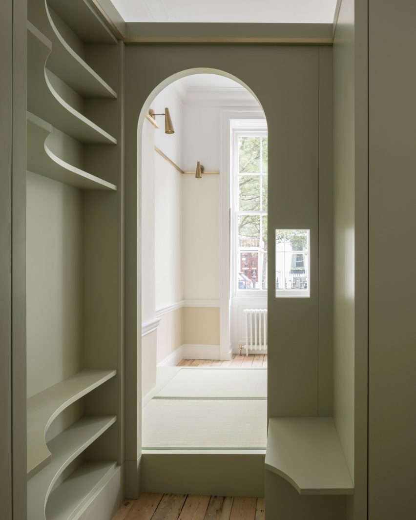 Upper Wimpole Street apartment by Jonathan Tuckey Design includes built-in storage walls