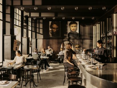 Bar in Volkshaus Basel Hotel by Herzog & de Meuron